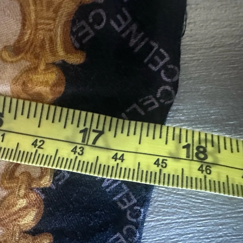 Celine Navy and Gold Patterned Scarf - Picture 5 of 5